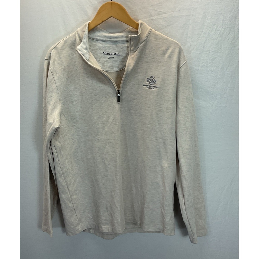MIZZEN + MAIN MD PULLOVER 1/4 ZIP Tan PERFORMANCE GOLF "PGA‎ of America"
